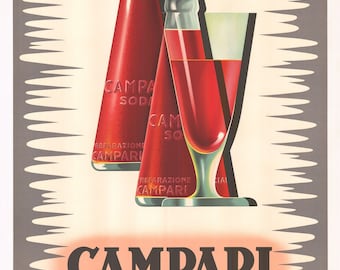 Campari Soda Advertising Poster by Franz Marangolo Home Decor Wall Decor Giclee Art Print Poster A4 A3 A2 Large Print FLAT RATE SHIPPING