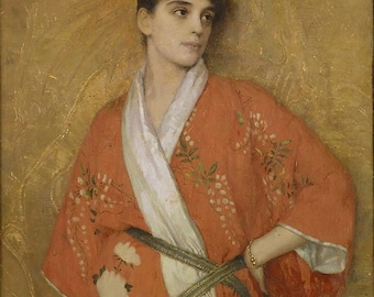 Gustave Courtois Young Woman in Kimono Home Decor Wall Decor Giclee Art Print Poster A4 A3 A2 Large Print BOGOFREE (see product page)