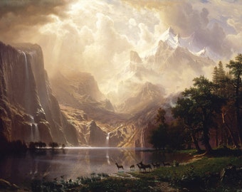 Among the Sierra Nevada Mountains by Albert Bierstadt Home Decor Wall Decor Giclee Art Print Poster A4 A3 A2 Large Print FLAT RATE SHIPPING