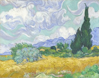 Wheat Field with Cypresses by Vincent Van Gogh Home Decor Wall Decor Giclee Art Print Poster A4 A3 A2 Large Print FLAT RATE SHIPPING