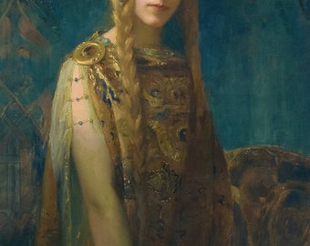 Isolde by Gaston Bussiere Home Decor Wall Decor Giclee Art Print Poster A4 A3 A2 Large FLAT RATE SHIPPING