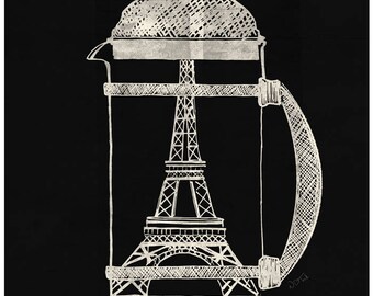 French Press by ND Tank Home Decor Wall Decor Giclee Art Print Poster A4 A3 A2 Large Print