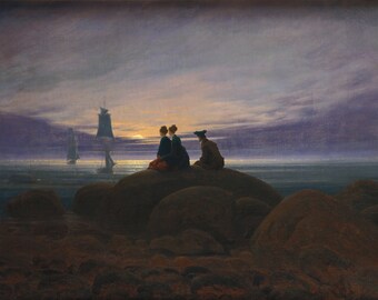 Moonrise by the Sea by Caspar David Friedrich Home Decor Wall Decor Giclee Art Print Poster A4 A3 A2 Large Print FLAT RATE SHIPPING