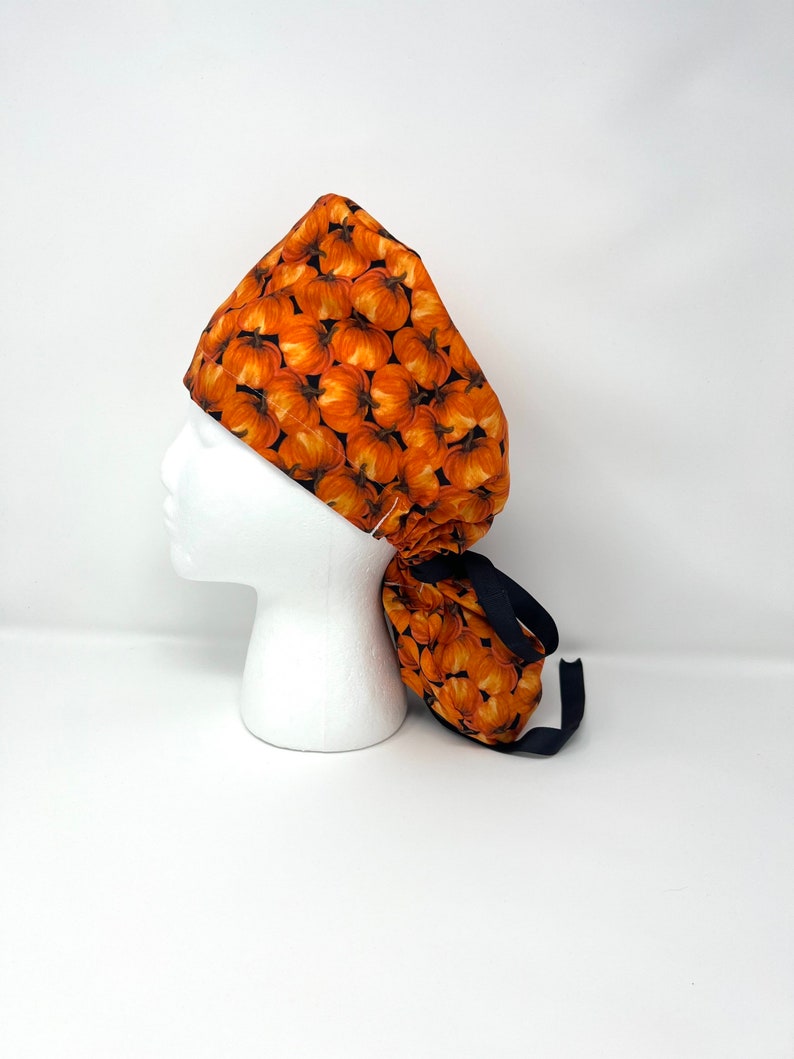 Fall Scrub caps for women, Scrub hat, Scrub cap, womens scrub caps with ponytail, Ponytail scrub cap, Surgical cap women, thanksgiving H. Pumpkins