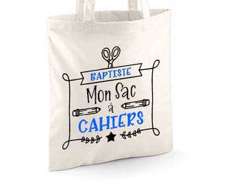 Tote Bag Sac à cahier personnalisé, marquage artisanal en flex thermocollant, sac à cahier, sac maternelle, sac école personnalisé,