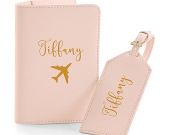Passport pouch in imitation leather personalized first name - Travel label included