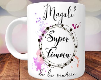 Mug gift for witness "Super témoin + First name", personalized mug, personalized mug, name mug, mug gift,mug witness,gift mug, witness mug