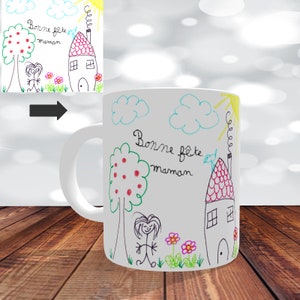 Disegno della tazza di bambino-stampa Recto - disegno della tazza, tazza di bambino, madre, tazza mug disegno del bambino, personalizzare la sua tazza.