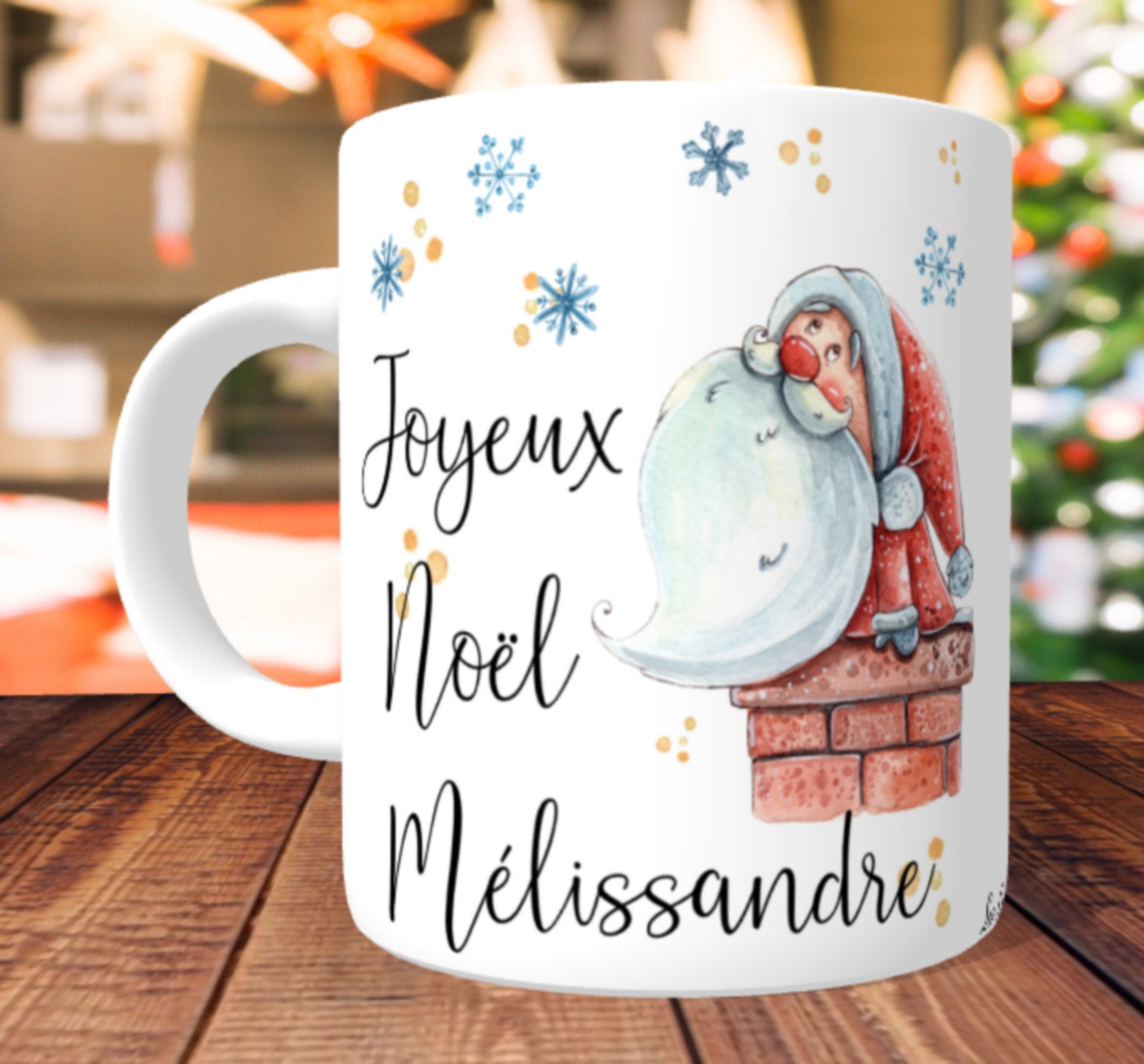 Mug Père Noël Personnalisé avec Prénom, Mug Joyeux Noel, Cadeau de Noel, Pere Noe, Tasse Noel