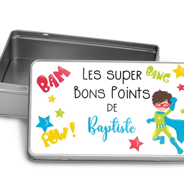 Boite à bons points personnalisée thème super hero garcon