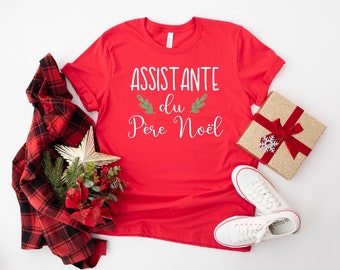 Tshirt assistante du pere noel Modèle Femme et enfant, Tshirt personnalisé Noel, tshirt Noel humour