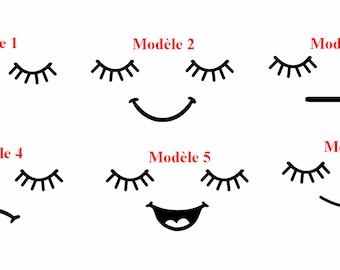 Iron-on flex elements 2 Eyes + mouth - applied eyes, iron-on eyes, kawai eyes, kawai flex, kawai eye applique