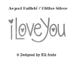 Motif Flex Thermocollant transfert I love You, motif thermocollant, transfert textile thermocollant, motif flex I Love you, Texte en flex image 4