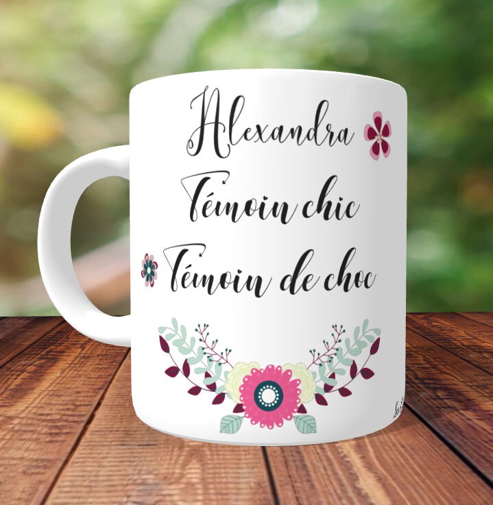 Mug Témoin Chic de Choc Personnalisé, Mug Personnalisé, Tasse Personnalisée, Tasse à Personnaliser, 