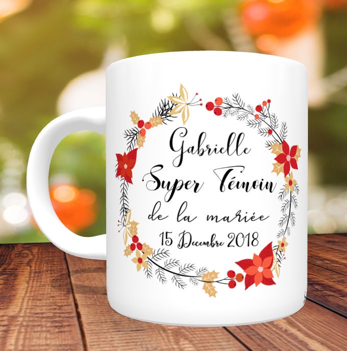 Mug Super Témoin de La Mariée ou Du Marié Modèle Automne - Personnalisé Recto/Verso, Mug Personnalis