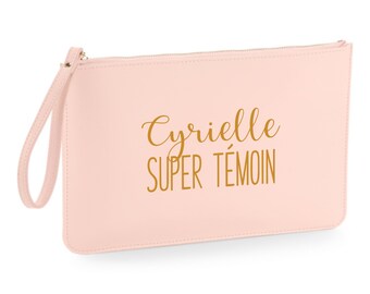 Trousse super témoin en simili cuir personnalisée, pochette super témoin personnalisée