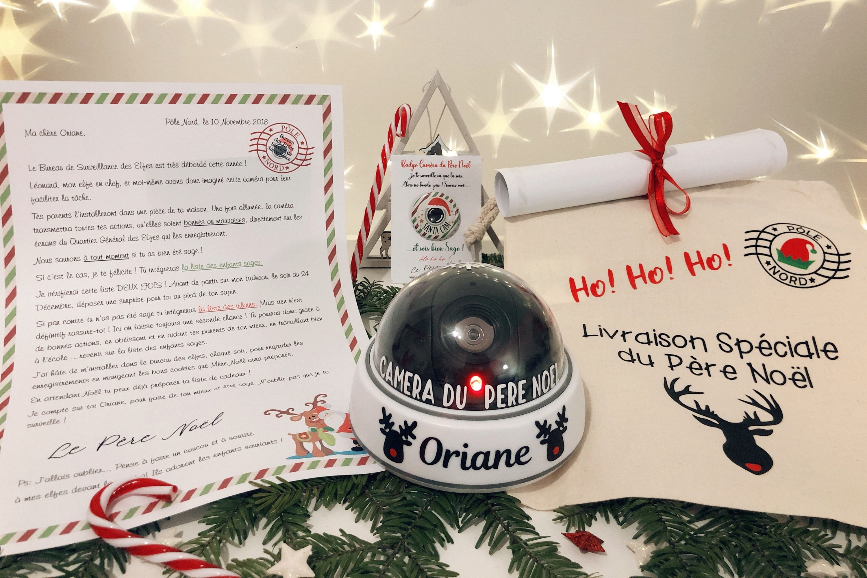 Kit Santa Camera Surveillance en Francais, Caméra Du Père Noel Personnalisée Prénom , Kit de Personn