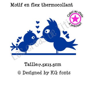 Appliqué thermocollant oiseaux in love, thermoflex, motif flex thermocollant, tranfert thermocollant, thermocollant déco, flex oiseaux image 1