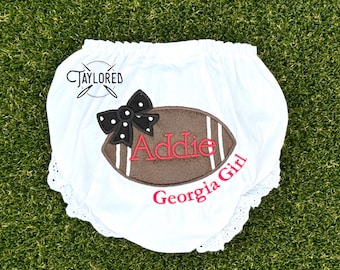 Personalized Georgia Girl Football Ruffle Baby Bloomers
