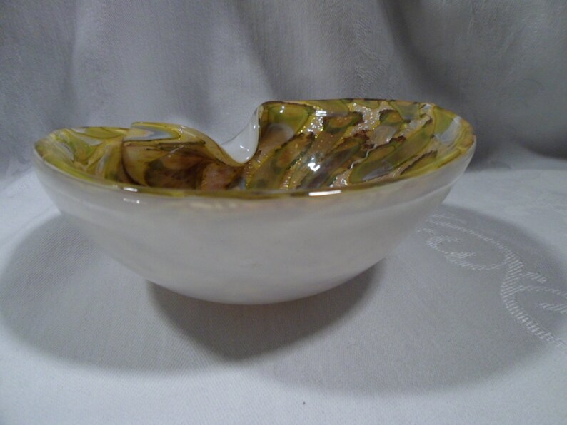 Candy Bowls Pair of Art Glass Nut Free Form Swirled Pattern Ashtrays