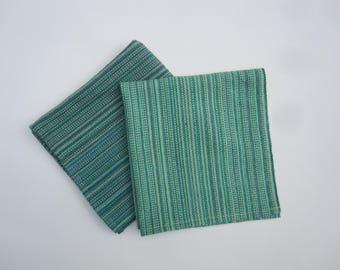 Handwoven Greens Striped Stash Buster Luncheon Napkin