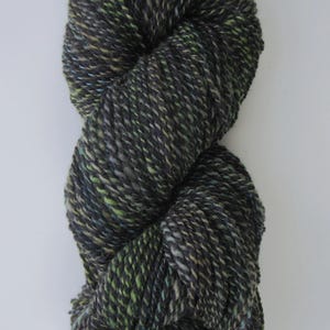 Handspun Merino Blue Faced Leicester Wool Yarn, Black Green Aqua, DK Weight (#3)