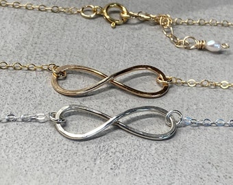 Infinity necklace: Small 25mm Charm in 14k Gold Filled, Argentium Silver
