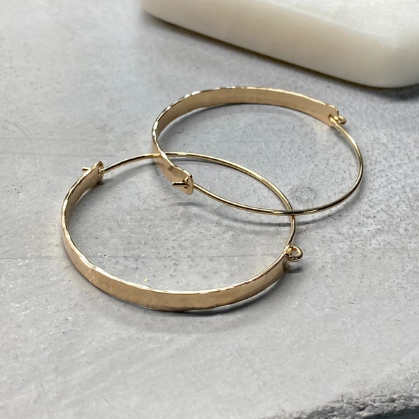 Bold hoop earrings, modern hinge style hoops, everyday jewelry, handcrafted unique gold filled hoop earrings, sterling silver classic hoops