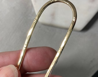 U shaped hair fork solid brass 10 gauge, arch brass hair pin