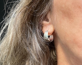 20mm Tapered Basket Hoops: Domed 3/4 inch Lightweight Convex Handmade Earrings in 14k Gold Fill and 925 Sterling Silver,