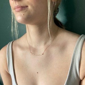 14k gold filled hammered curved bar necklace, 2 inch curved bar necklace, 50mm hammered curved bar necklace image 3