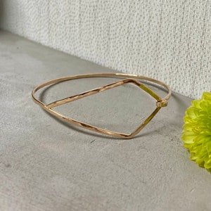 Kite Bangle Bracelet: Hammered Geometric Cuff, 14k Gold Filled, Argentium Silver, Handcrafted Jewelry