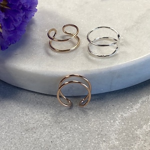 Conch cuff double hoop earring, duo hoop non piercing ear conch cuff faux piercing ear jewelry, ear stack two hoop cartilage conch cuff