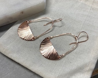 Oval shield hoop earrings