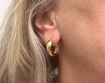 20mm Hollow Hoops: Domed 5mm Wide, 3/4 inch, Handmade Earrings, 14k Gold Filled, Sterling Silver
