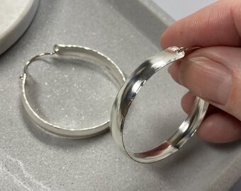 45mm Hollow Hoops: Domed 7mm Wide, 1.75 inch Earrings, 14k Gold Filled, Sterling Silver