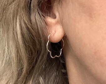 Small Scalloped Hoop Earrings: 14k Gold Filled, Argentium Silver, Minimalist Jewelry