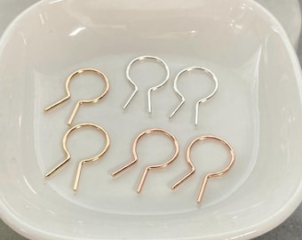 Tiny Geometric Open Hoops: 10mm Ear Hugging Circle Earrings, 14k Gold Filled, Argentium Silver