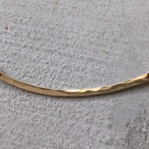 14k gold filled hammered curved bar necklace, 2 inch curved bar necklace, 50mm hammered curved bar necklace image 4