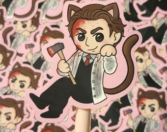 Pegatina del niño gato de Patrick Bateman