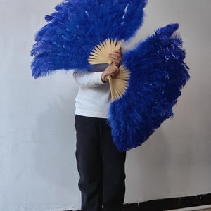90x50 cm königsblau großer Ostirch Federfächer Burlesque Dance Federfächer Brautstrauß