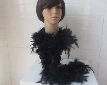 Two Yards Turkey feather Chandelle Boa Flapper Burlesque Costume Black