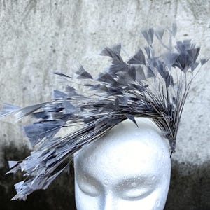 Goose Feather Wired Millinery Hat Mount silver