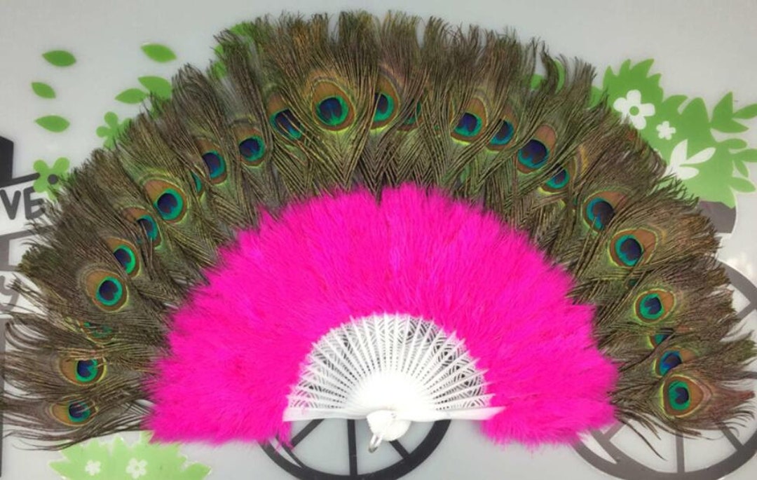 9 Colors Marabou Large Feather Fan 23X12for Dancing, Party,  Wedding,Bridal Bouquet Deco (Baby Pink)