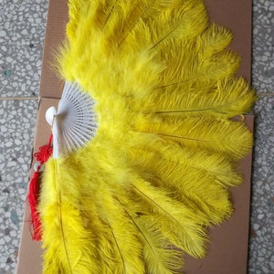42 x 82 cm Großer Federfächer Burlesque Dance Federfächer Brautstrauß Gelb
