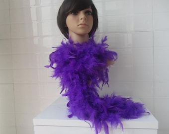 Two Yards Turkey feather Chandelle Boa Flapper Burlesque Costume Purple Color