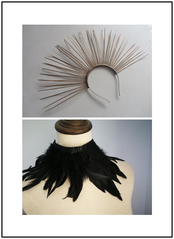 Halloween Mary Halo Black Feather Headband Amazon.com : MOSTORY Black Flower Halo Crown - Handmade  main image 4