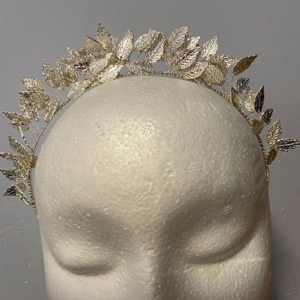 Silver Halo Headpiece, Goddess Crown Headband, Bridal Headdress, Virgin Mary, Saints, Halloween Costume, Festival Wear