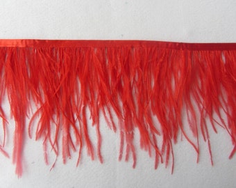 10Yards Red Ostrich  Feather Trimming Fringe