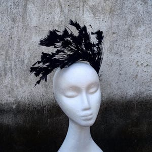 Goose Feather Wired Millinery Hat Mount black